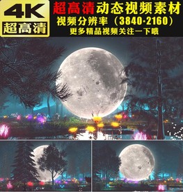 4K灯光森林月亮大屏幕舞台视频