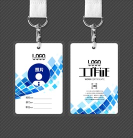 蓝色时尚工作证模板