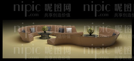 S形曲线沙发效果图