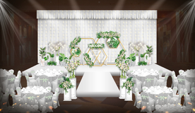 森系白绿金室内主仪式区婚礼