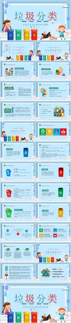 垃圾分类科普课件PPT模版