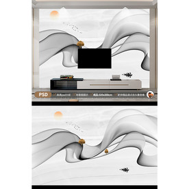 山水烟雾背景墙