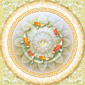 新中式大理石吊顶装饰画