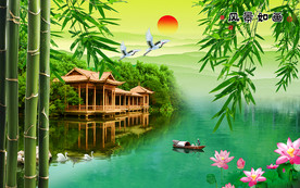 风景如画电视背景墙