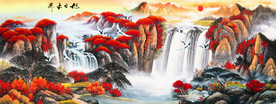 旭日东升巨幅山水