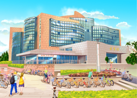 手绘四川图书馆