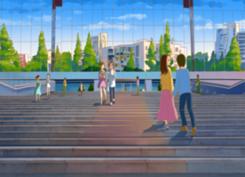 手绘南林银幕美景