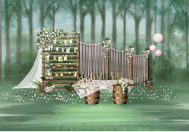 森系白绿粉草坪签到区