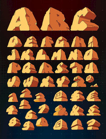 矢量石块英文字体设计