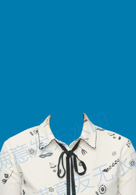 学院黑丝带女生登记照白衬衫