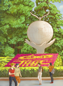 手绘南京八景城市美景素材