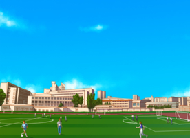 手绘南京城市足球场美景素材