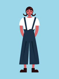 卡通女孩插画人物AI矢量插画