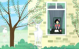 唯美手绘星空麋鹿图片