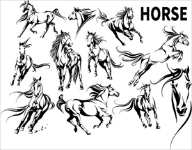 奔跑漂移骏马矢量素材