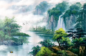 风景油画招财画