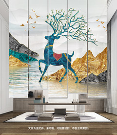 新中式麋鹿卷帘