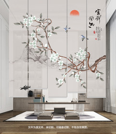 新中式花鸟卷帘