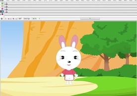 一只可爱兔子在森林背景前说话