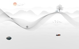 新中式飘带麋鹿电视背景墙