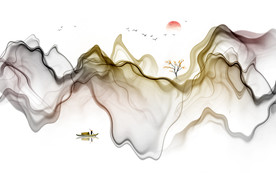 中式水墨山水画