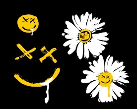 涂鸦笑脸菊花