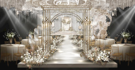 香槟色吊顶小清新婚礼效果图