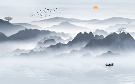 山水装饰背景