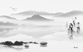 最新大气灰色山水 TIF分层