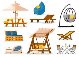 户外家具矢量素材