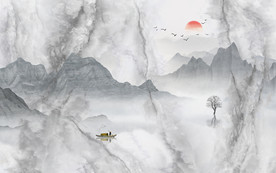 中式水墨山水画