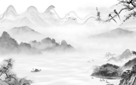 豪华中式灰色山水 TIF分层