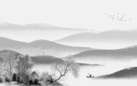 高端中式灰色山水 TIF分层