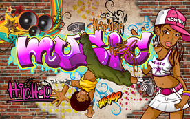 个性砖墙涂鸦街舞工装背景墙