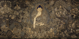 长寿佛 唐卡 藏传佛教 黑唐