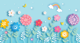 小花剪纸客厅背景墙