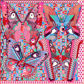 几何拼接蝴蝶方巾