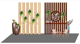 校园文化  中式屏风  花坛