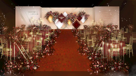 红色几何造型婚礼效果图