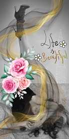 金色烟雾美女花朵装饰画玄关