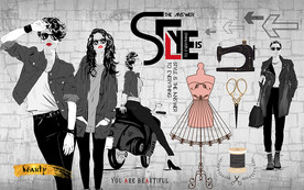 个性砖墙时尚服装店工装背景墙