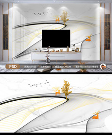 山水烟雾背景墙