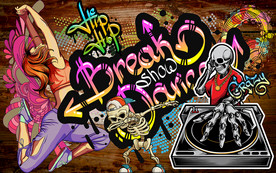 个性木板街舞涂鸦工装背景墙