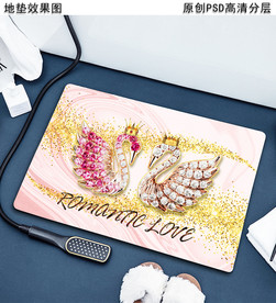 浪漫天鹅湖时尚浴室地垫