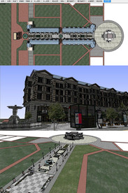 欧式商业街SU模型