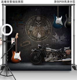 音乐餐厅复古网红直播拍照背景墙