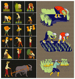 矢量手绘传统农耕系列