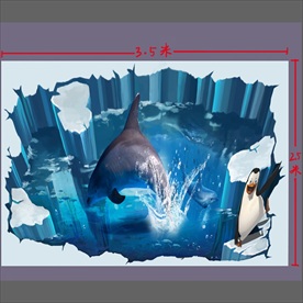 海豚戏水立体地贴