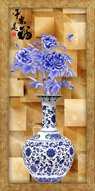 花瓶大理石玄关背景装饰画