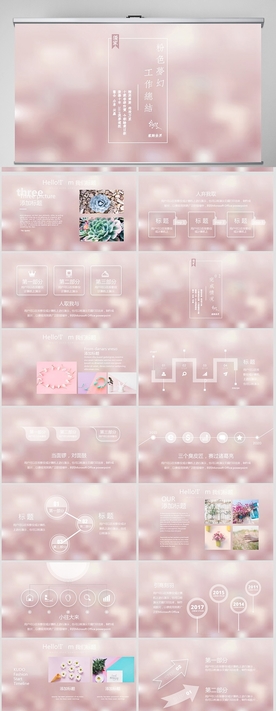 粉色梦幻工作总结商务PPT模板